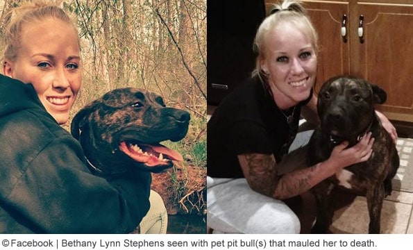Bethany Stephens seen with pit bull that killed her