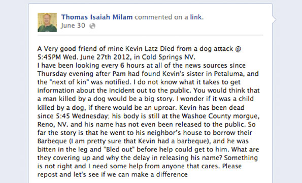 friend of kevin latz, killed by a pit bull