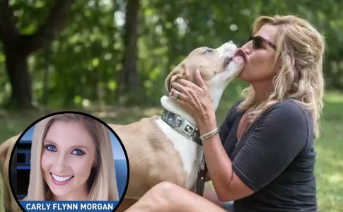 Lakewood resident Jennifer Scott French kissing her pit bull