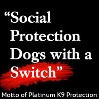 social protection trained dogs with a switch